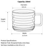 250/320ml Ribbed Glass Coffee Mugs