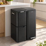 60L 3 Compartment Stainless Steel Recycling Bin