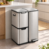 60L 3 Compartment Stainless Steel Recycling Bin