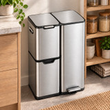 60L 3 Compartment Stainless Steel Recycling Bin