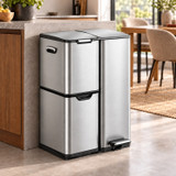 60L 3 Compartment Stainless Steel Recycling Bin