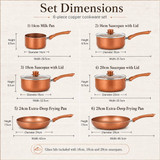 6 Piece Non Stick Copper Cookware Set