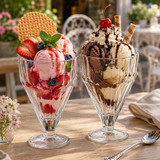 2/6 x 430ml Handcrafted Crystallin Glass Ice Cream Cups