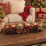 Christmas Pine Cone Tealight Holder Four Glass Cups