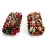 Christmas Pine Cone Tealight Holder Four Glass Cups