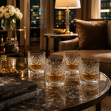 4/8 x 350ml Handcrafted Crystallin Whisky Cocktail Glasses