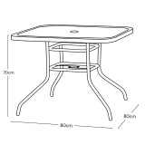 80cm Square Tempered Glass Patio Table