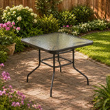 80cm Square Tempered Glass Patio Table