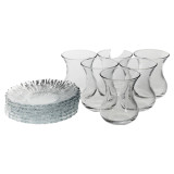 6pc 155ml Turkish Tea Glass Cups Saucers Set