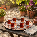 6pc 155ml Turkish Tea Glass Cups Saucers Set