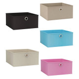 Wide Foldable Fabric Storage Box with Metal Eyelet Handle