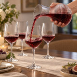 Ribbed Wine Decanter Set with 4 Stemmed Glasses