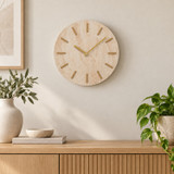 Travertine Effect Wall Clock with Gold Hands