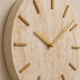 Travertine Effect Wall Clock with Gold Hands