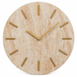 Travertine Effect Wall Clock w/ Gold Hands