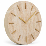 Travertine Effect Wall Clock w/ Gold Hands