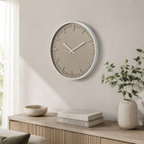 40cm Beige Round Wall Clock w/ White Aluminium Frame