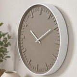 40cm Beige Round Wall Clock w/ White Aluminium Frame