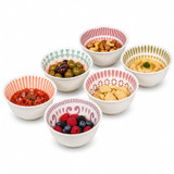 240ml Patterned Ceramic Snack & Dip Bowls Set of 6