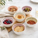 240ml Patterned Ceramic Snack & Dip Bowls Set of 6