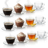 225ml Glass Tea Cup & Saucer