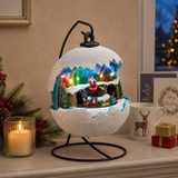 Musical Christmas Bauble Village Scene with Moving Train