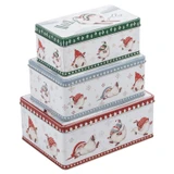 Set of 3 Christmas Gnome Lidded Rectangular Nesting Tins