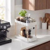 2 Tier Sliding Storage Rack w/ Hooks