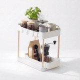 2 Tier Sliding Storage Rack w/ Hooks