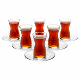Set of 6 130ml Glass Tea Cup & Saucer Stackable Gift Boxed
