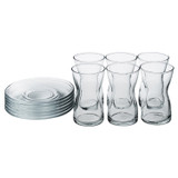 Set of 6 130ml Glass Tea Cup & Saucer Stackable Gift Boxed