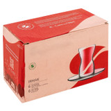 Set of 6 130ml Glass Tea Cup & Saucer Stackable Gift Boxed