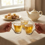 80ml Glass Espresso Cups w/ Metal Handle