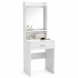 White Dressing Table with Mirror Drawer and Stool