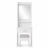 White Dressing Table with Mirror Drawer and Stool