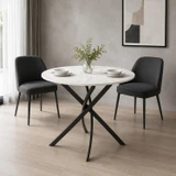 80cm Round Dining Table with Intersecting Metal Legs