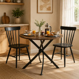 80cm Round Dining Table with Intersecting Metal Legs