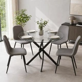 80cm Round Dining Table with Intersecting Metal Legs