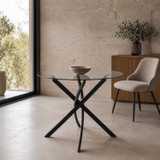 80cm Round Dining Table with Intersecting Metal Legs