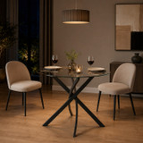 80cm Round Dining Table with Intersecting Metal Legs