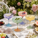 Bicoloured Stemmed Cocktail & Wine Glasses Set