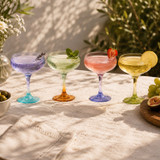 Bicoloured Stemmed Cocktail & Wine Glasses Set