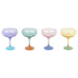 Bicoloured Stemmed Cocktail & Wine Glasses Set