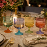 Bicoloured Stemmed Cocktail & Wine Glasses Set
