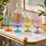 Bicoloured Stemmed Cocktail & Wine Glasses Set