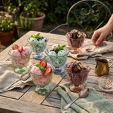 Set of 6 210ml Fluted Glass Ice Cream Bowls