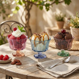 Set of 6 210ml Fluted Glass Ice Cream Bowls