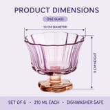Set of 6 210ml Fluted Glass Ice Cream Bowls