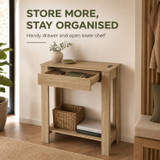 CAMDEN Hallway Console Table w/ USB Ports and Storage Shelf