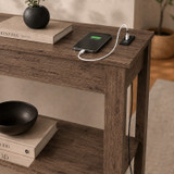 CAMDEN Hallway Console Table w/ USB Ports and Storage Shelf